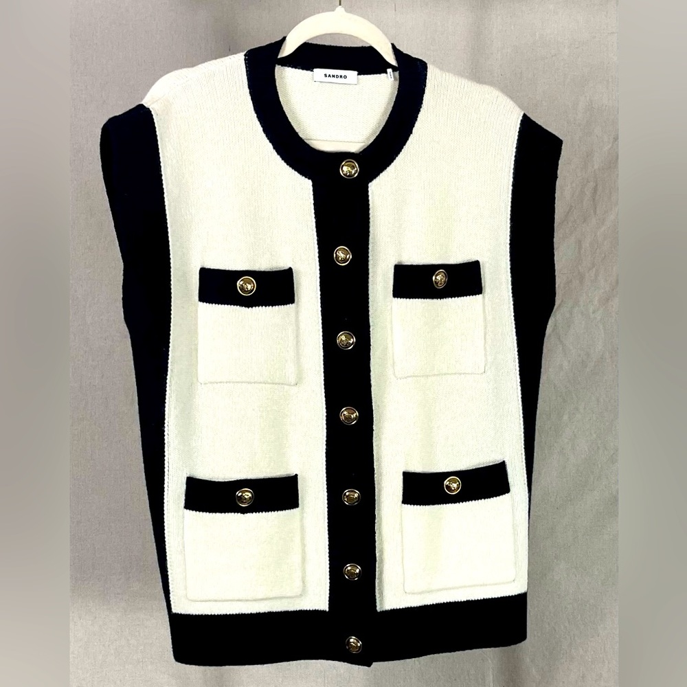 SANDRO- Lunea Cap Sleeve Wool Cardigan